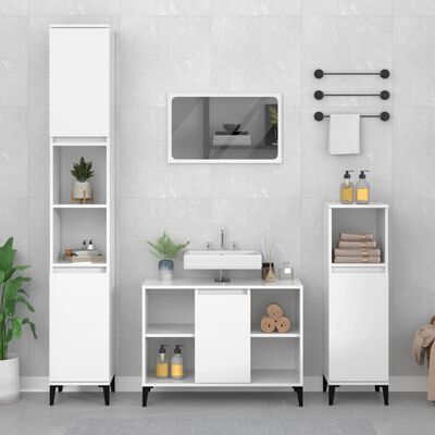 vidaXL Mobile Lavabo Bianco Lucido 80x33x60 cm in Legno Multistrato