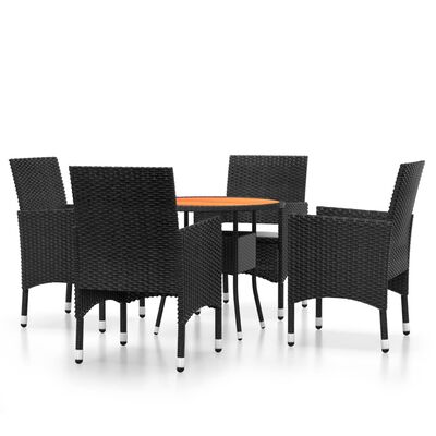 vidaXL Set da Pranzo per Giardino 5 pz in Polyrattan Nero