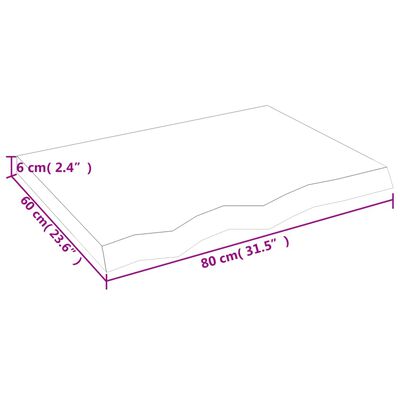 vidaXL Piano Tavolo Marrone 80x60x(2-6) cm Massello Rovere Trattato