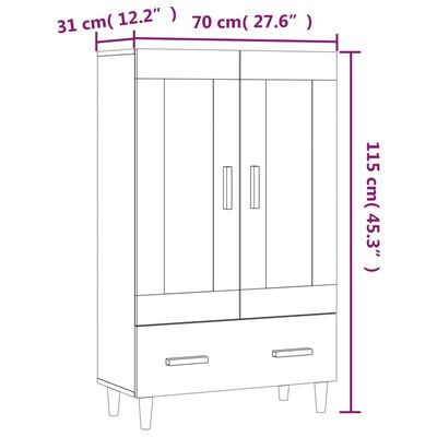 vidaXL Credenza Rovere Marrone 70x31x115 cm in Legno Multistrato