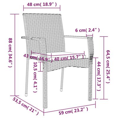 vidaXL Set da Pranzo da Giardino 7 pz Nero con Cuscini in Polyrattan