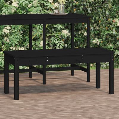 vidaXL Panca da Giardino Nera 109x44x45 cm Legno Massello di Pino