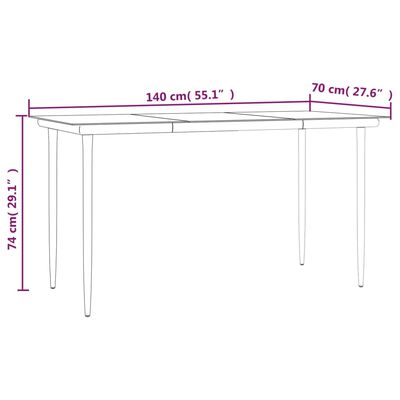 vidaXL Set da Pranzo da Giardino 7 pz in Polyrattan e Acciaio