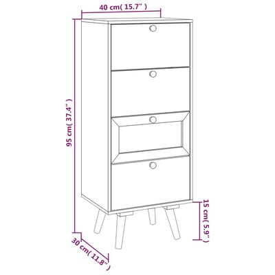 vidaXL Credenza con Cassetti 40x30x95 cm in Legno Multistrato