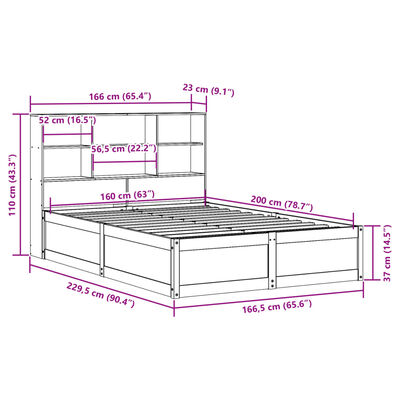 vidaXL Giroletto senza Materasso Bianco 160x200 cm Legno Massello Pino