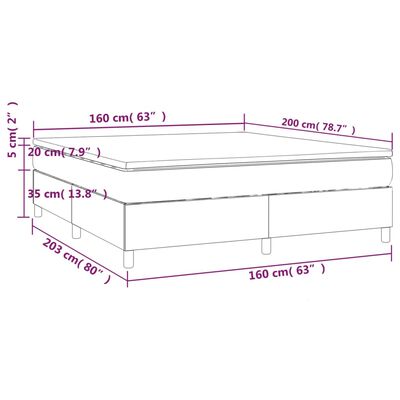 vidaXL Giroletto a Molle con Materasso Grigio Chiaro 160x200cm Velluto