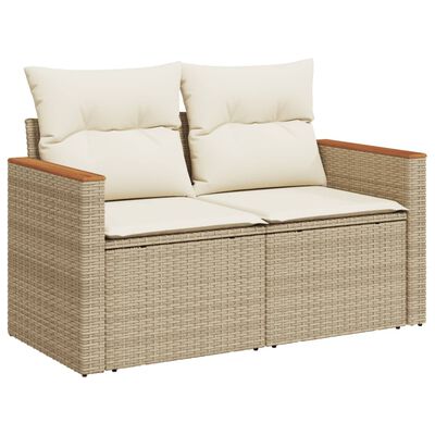 vidaXL Set Divani da Giardino 7 pz con Cuscini Beige in Polyrattan