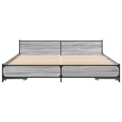 vidaXL Giroletto Cassetti Grigio Sonoma 200x200 cm Legno Multistrato