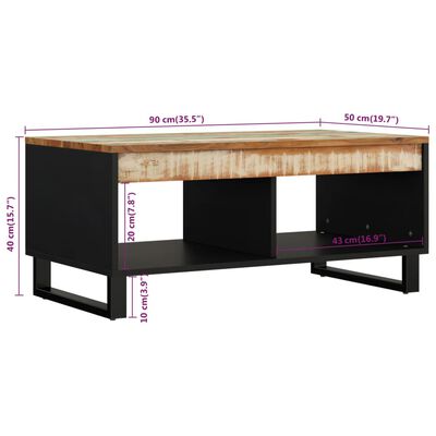 vidaXL Tavolino da Salotto 90x50x40 cm in Legno Massello di Recupero