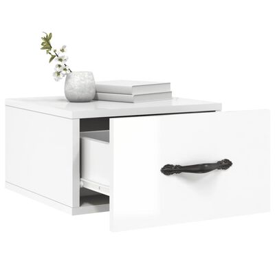 vidaXL Comodini a Muro 2 pz Bianco Lucido 35x35x20 cm