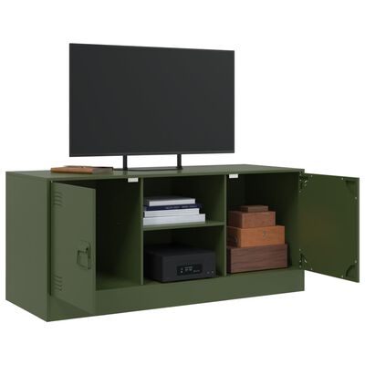 vidaXL Mobile TV Verde Oliva 99x39x44 cm in Acciaio