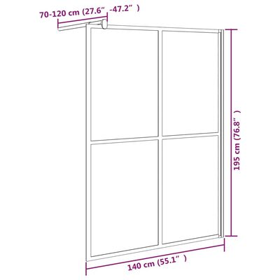 vidaXL Cabina Doccia 140x195 cm con Vetro Temperato Scuro