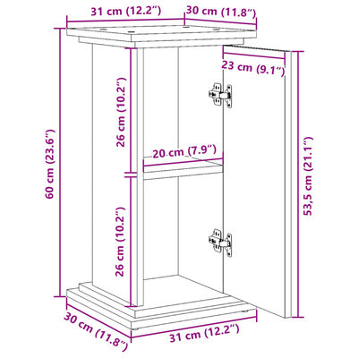 vidaXL Espositore con Portaoggetti Legno Antico 31x30x60 cm Truciolato