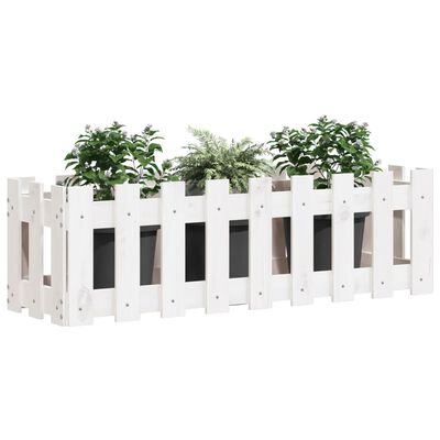 vidaXL Fioriera Giardino a Recinzione Bianca 100x30x30cm Massello Pino