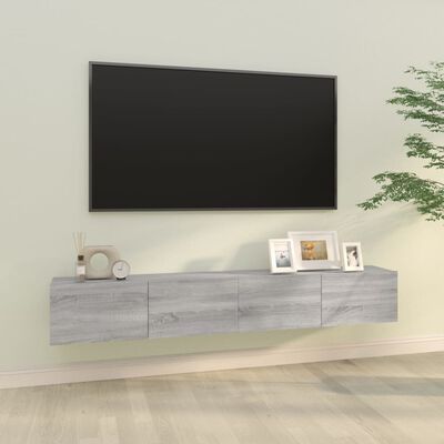 vidaXL Mobili TV Muro 2pz Grigio Sonoma 100x30x30 cm Legno Multistrato