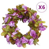 vidaXL Ghirlande Fiori Artificiali 6 pz Viola Chiaro 250cm