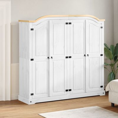 vidaXL Armadio Corona Bianco 194x52x186 cm in Legno Massello di Pino