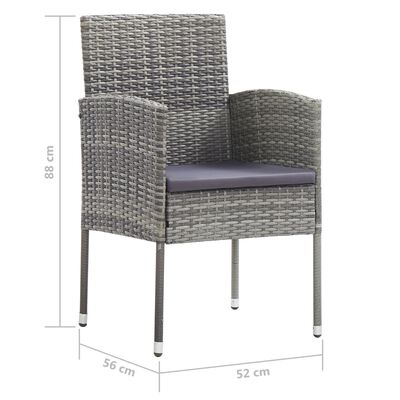 vidaXL Sedie Giardino con Cuscini Grigio Scuro 2 pz Grigie Polyrattan