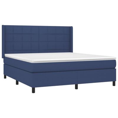 vidaXL Letto a Molle con Materasso e LED Blu 160x200 cm in Tessuto