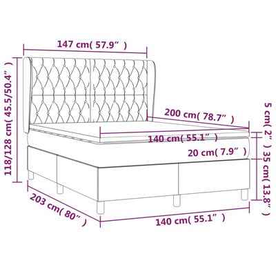 vidaXL Giroletto a Molle con Materasso Marrone Scuro 140x200cm Tessuto