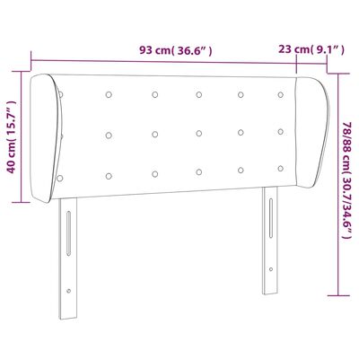 vidaXL Testiera ad Orecchio Grigio Scuro 93x23x78/88 cm in Tessuto