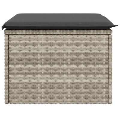 vidaXL Sgabello Giardino e Cuscino Grigio Chiaro 55x55x37cm Polyrattan