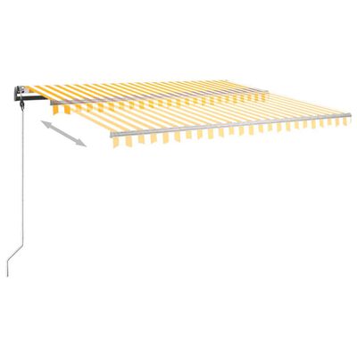 vidaXL Tenda Retrattile Manuale con Palo 400x300 cm Giallo/Bianco