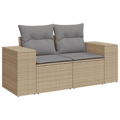 vidaXL Set Divano da Giardino 9 pz con Cuscini Beige in Polyrattan