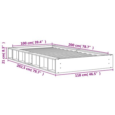 vidaXL Letto senza Materasso Marrone Cera 100x200 cm in Legno di Pino