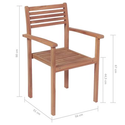 vidaXL Sedie da Giardino Impilabili 8 pz con Cuscini Massello di Teak