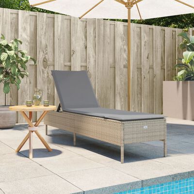 vidaXL Lettino Prendisole con Cuscini Beige in Polyrattan