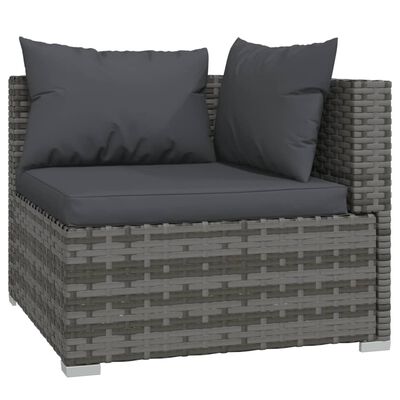 vidaXL Set Divani da Giardino 10 pz con Cuscini in Polyrattan Grigio