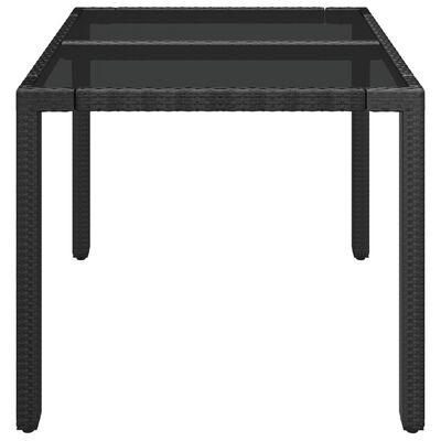 vidaXL Tavolo da Giardino Piano in Vetro Nero 90x90x75 cm Polyrattan