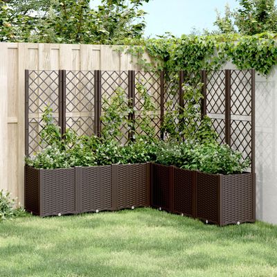 vidaXL Fioriera da Giardino con Traliccio Marrone 160x160x140 cm in PP