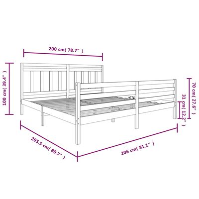 vidaXL Giroletto Nero in Legno Massello 200x200 cm