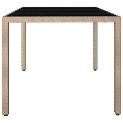 vidaXL Tavolo da Giardino Piano Vetro Beige Polyrattan Vetro Temperato