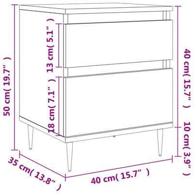 vidaXL Comodini 2pz Rovere Sonoma 40x35x50 cm in Legno Multistrato