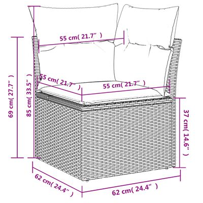 vidaXL Set Divani da Giardino 13 pz con Cuscini Grigio in Polyrattan