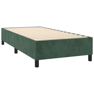 vidaXL Letto a Molle con Materasso e LED Verde Scuro 90x200cm Velluto