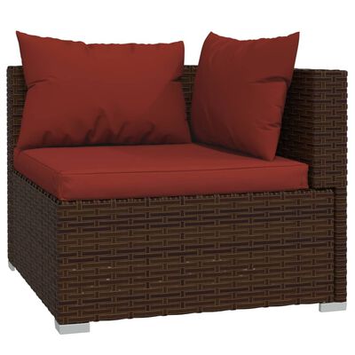 vidaXL Set Divani da Giardino 13 pz con Cuscini in Polyrattan Marrone