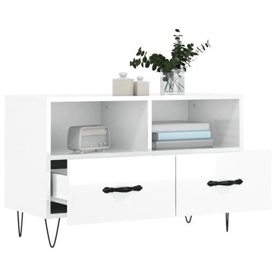 vidaXL Mobile Porta TV Bianco Lucido 80x36x50 cm in Legno Multistrato