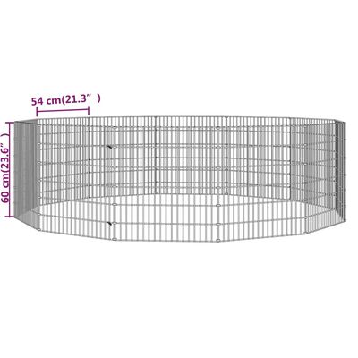 vidaXL Recinto per Animali Ruspante 12 Pannelli 54x60 cm Ferro Zincato