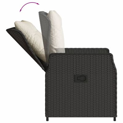 vidaXL Set da Pranzo da Giardino 7 pz Nero con Cuscini in Polyrattan