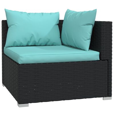 vidaXL Set Salotto da Giardino 8 pz con Cuscini in Polyrattan Nero