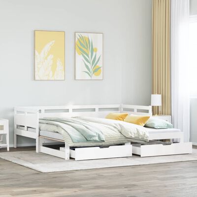 vidaXL Dormeuse Letto Estraibile e Cassetti Bianca 80x200cm Legno Pino