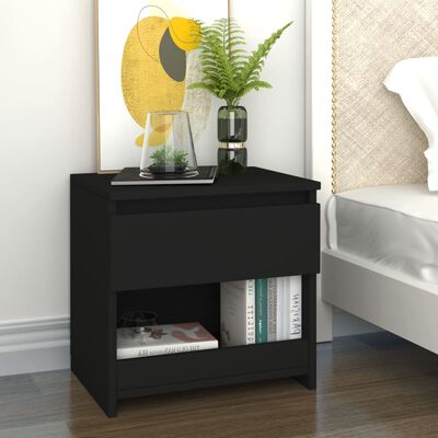 vidaXL Comodino Nero 40x30x39 cm in Legno Multistrato