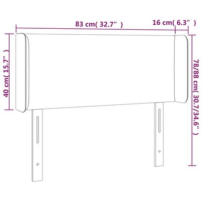 vidaXL Testiera ad Orecchio Nera 83x16x78/88 cm in Similpelle