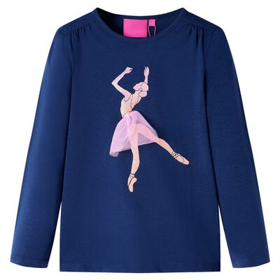 Maglietta da Bambina Maniche Lunghe Blu Marino 128