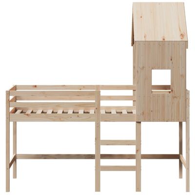 vidaXL Letto Soppalco con Scala e Tetto 80x200 cm Legno Massello Pino