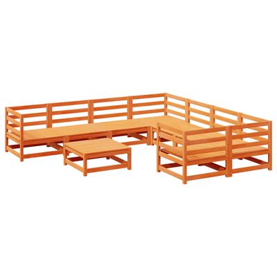 vidaXL Set Divani da Giardino 9 pz Marrone Cera Legno Massello Pino